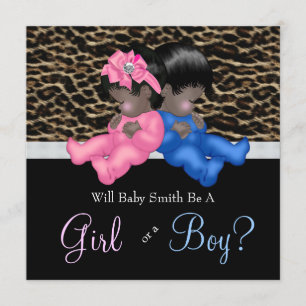 Elegante Leopard Baby Gender Reveal Dusche Einladung
