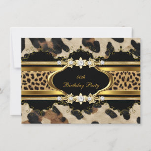 Elegante Leopard Gold Tier Geburtstagsfeier Einladung