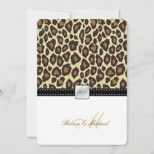 Elegante Leopard Hochzeit Einladung (Vorderseite)