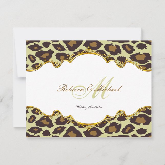 Elegante Leopard-Hochzeit lädt ein Einladung (Vorderseite)