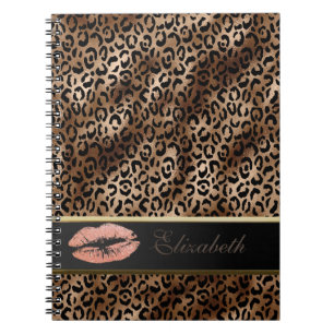 Elegante Leopard Muster Glitzer Lips Notizblock