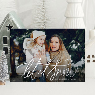 Elegante Let It Snow Foto Folien Feiertagskarte