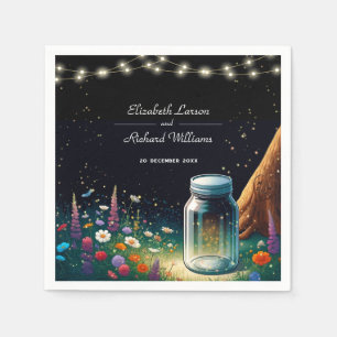 Elegante Leuchtkäfer Hochzeitseinladung im Landhau Serviette