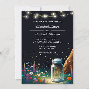 Elegante Leuchtkäfer Rustikale Hochzeitseinladung Einladung