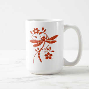 Elegante Libelle und Blumen Kaffeetasse