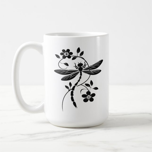 Elegante Libelle und Blütenwelt Kaffeetasse (Links)
