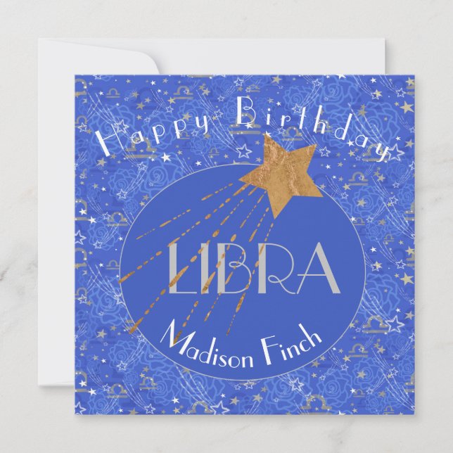 Elegante Libra Personalisiert Geburtstag Karte (Vorderseite)