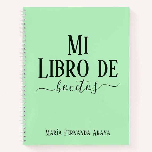 Elegante libro de bocetos soft green para ella notizbuch (Vorderseite)