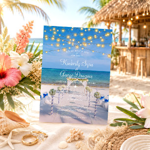 Elegante Lichterketten Sommer Ozean Strand Hochzei Einladung