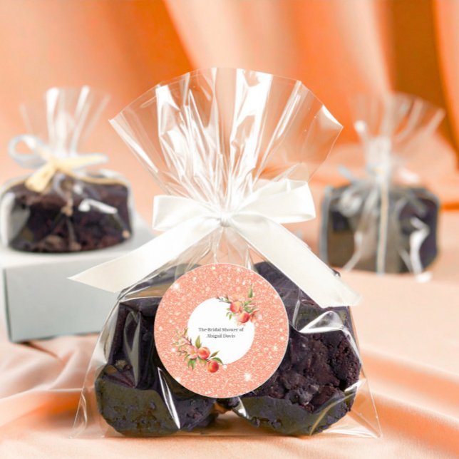 Elegante Liebe als Sweet wie ein Peach-Brautparty Runder Aufkleber (Von Creator hochgeladen)