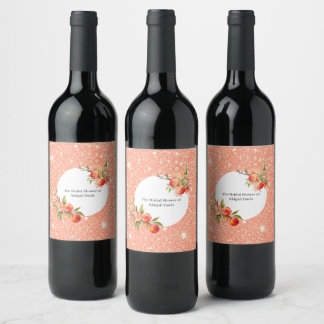 Elegante Liebe als Sweet wie ein Peach-Brautparty Weinetikett