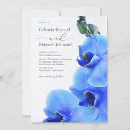 Elegante Liebe Blauen Orchideen Hochzeit Einladung