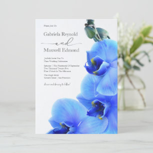 Elegante Liebe Blauen Orchideen Hochzeit Einladung