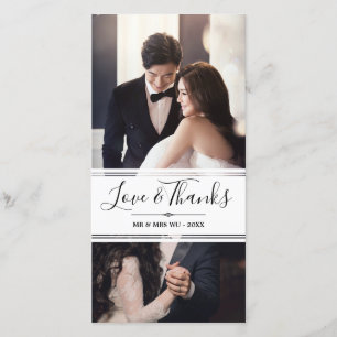 Elegante Liebe & Dank Hochzeit Foto Collage Dankeskarte