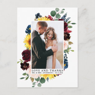 Elegante Liebe dank Watercolor Mixed Floral Postkarte