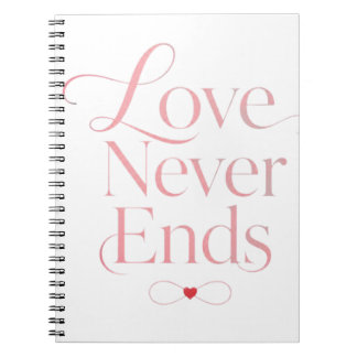 Elegante Liebe endet nie Rose Gold Typografie  Notizblock