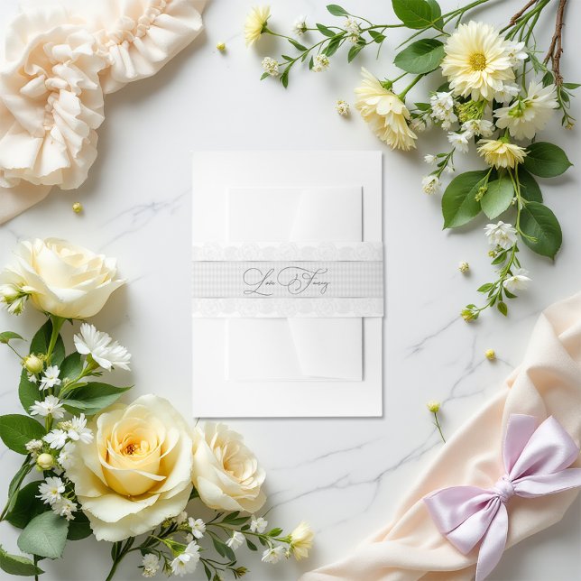 Elegante Liebe Extravagante Spitzen Bridal Dusche  Einladungsbanderole (Elegant Love Fancy Lace Bridal Shower Invitation Invitation Belly Band)