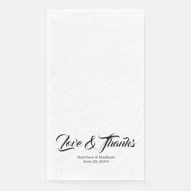 Elegante Liebe für benutzerdefinierte schwarze Skr Serviette (Vorderseite)