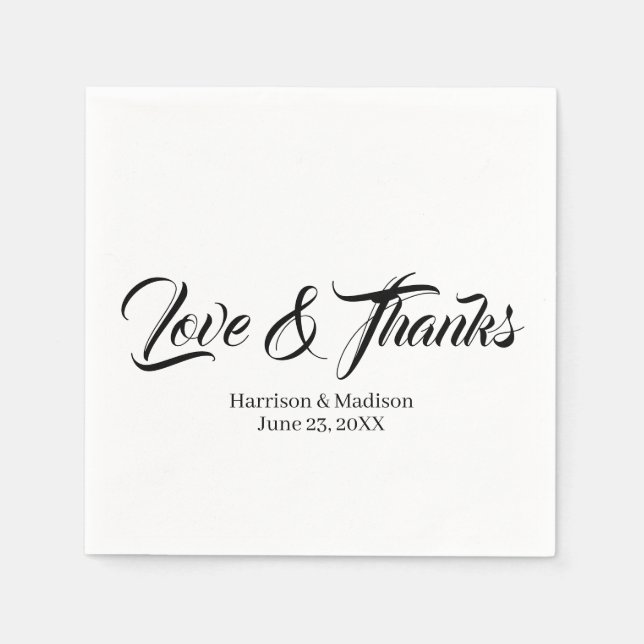 Elegante Liebe für benutzerdefinierte schwarze Skr Serviette (Vorderseite)
