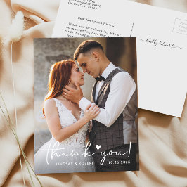 Elegante Liebe Heart Script Wedding Foto Vielen Da Postkarte
