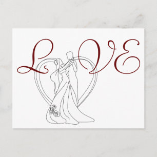 Elegante LIEBE Hochzeitspaar Tanz mit Herz Postkarte