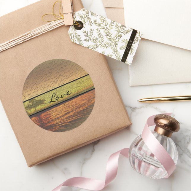 Elegante Liebe Hochzeitsticker Runder Aufkleber (Schenken)