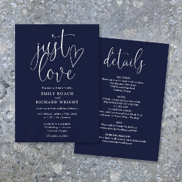 Elegante Liebe in einer Blauen Hochzeit Einladung