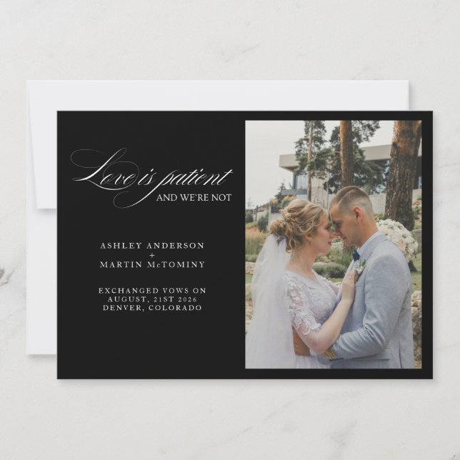 Elegante Liebe ist geduldig, aber wir sind keine E Ankündigung (Vorderseite)