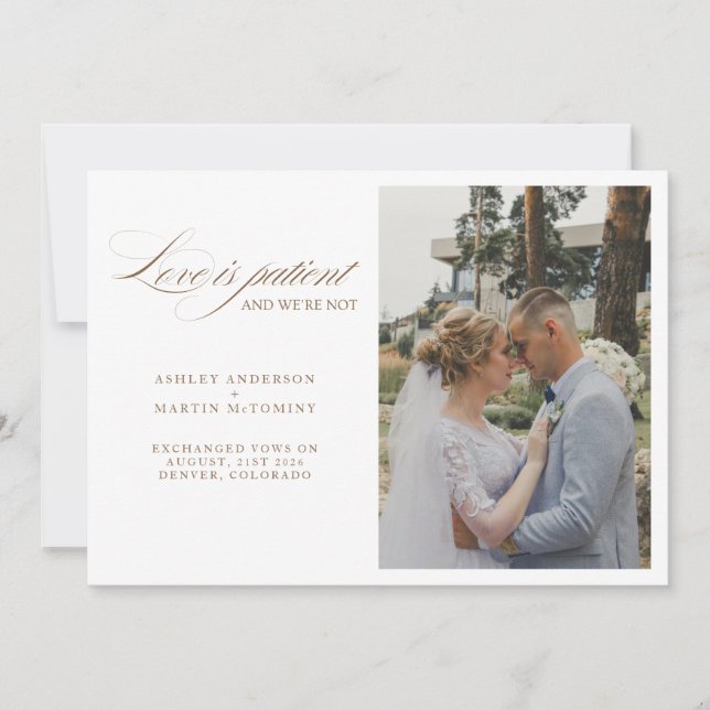 Elegante Liebe ist geduldig, aber wir sind keine E Ankündigung (Vorderseite)