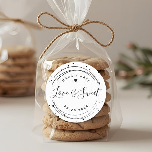 Elegante Liebe ist süße Hochzeit Süße Leckerei Fav Runder Aufkleber