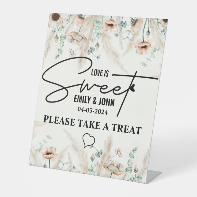 Elegante Liebe ist süße Kalligraphie Herz Boho Sockelschild (Vorderseite)