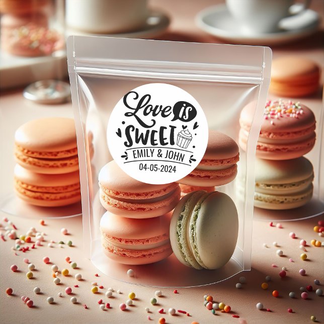 Elegante Liebe ist süßes Kalligraphie Herz Runder Aufkleber (Elegant Love Is Sweet calligraphy Heart Classic Round Sticker)