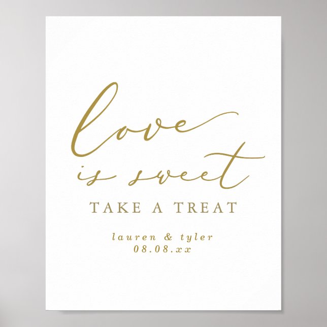 Elegante Liebe ist Sweet Gold Personalisiert Sign Poster (Vorne)