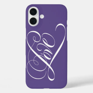 Elegante LIEBE Kalligrafie Herzschrift Lila Ca iPhone 16 Plus Hülle