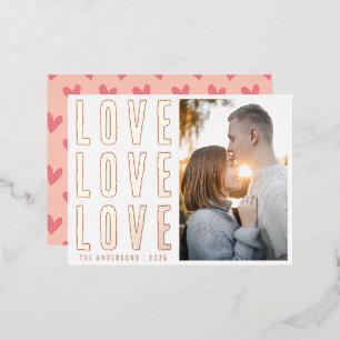 Elegante Liebe Liebe Liebe Valentins FamilienFoto Folien Feiertagspostkarte