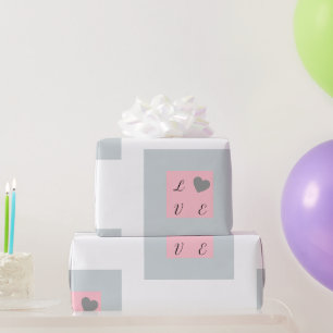 Elegante Liebe Rosa und Grau Geschenk  Geschenkpapier