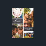 Elegante Liebe Script Foto Collage Chalkboard Leinwanddruck<br><div class="desc">Die gewickelten Leinwände mit Ihren Lieblings-Fotos, um eine Collage für Ihre Wandkunst zu kreieren. "Liebe" Skripttypografie mit stylischen, langschwanzenden Enden, individuell mit Ihren Namen und besonderen Jubiläumsdatum.</div>
