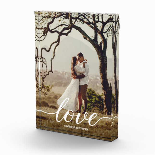 Elegante Liebe Script Wedding Foto Neu Gerahmt (Rechts)