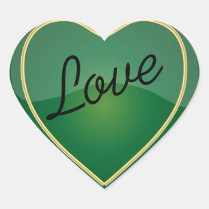 Elegante Liebe Shiny Bright Green Heart Herz-Aufkleber