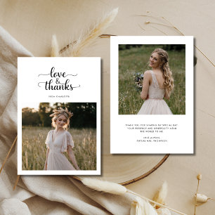 Elegante Liebe und Dankes Brautparty-Foto Dankeskarte
