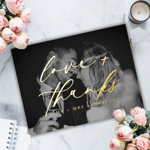 Elegante Liebe und Dankeschön-Script-Hochzeitskamp Folien Feiertagspostkarte