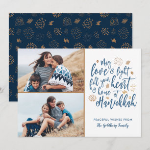 Elegante Liebe und Light Hanukkah 2 Foto Feiertagskarte