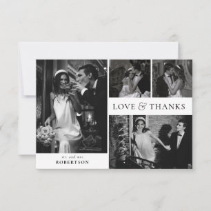 Elegante Liebes- und Dankes-Fotocollage-Hochzeit Dankeskarte