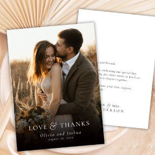 Elegante Liebes- und Dankes-Typografie-Foto-Hochze Dankeskarte