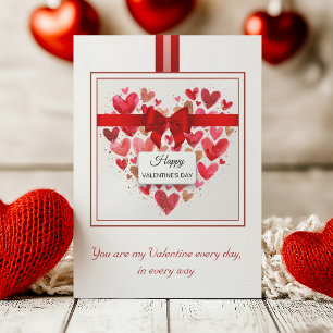 Elegante Liebesherz-Schleife Rot Valentinstag Feiertagskarte