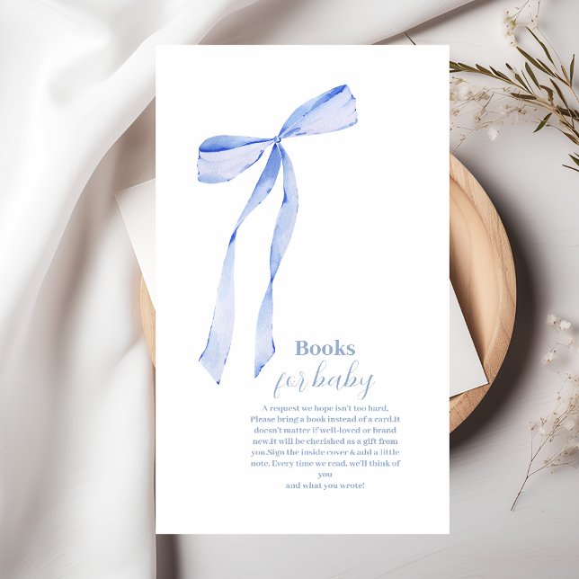 Elegante Light Blue Bow Books for Baby Begleitkarte (Von Creator hochgeladen)