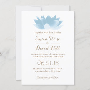 Elegante Light Blue Lotus Blume Hochzeit Einladung