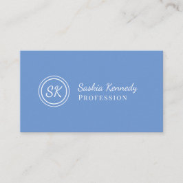 Elegante Light Blue Script Beruflich Monogram Visitenkarte