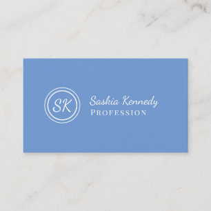 Elegante Light Blue Script Beruflich Monogram Visitenkarte