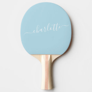 Elegante Light Blue Script Name Personalisiert Tischtennis Schläger